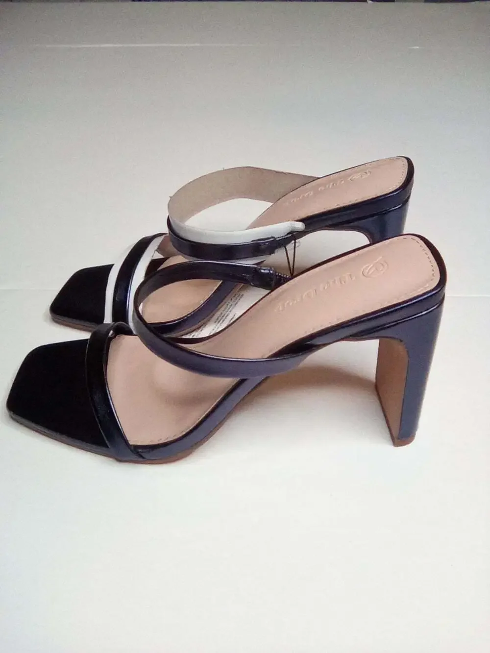 The Drop Avery Women's Strappy High Heel Metallic Navy Sandals Size 5